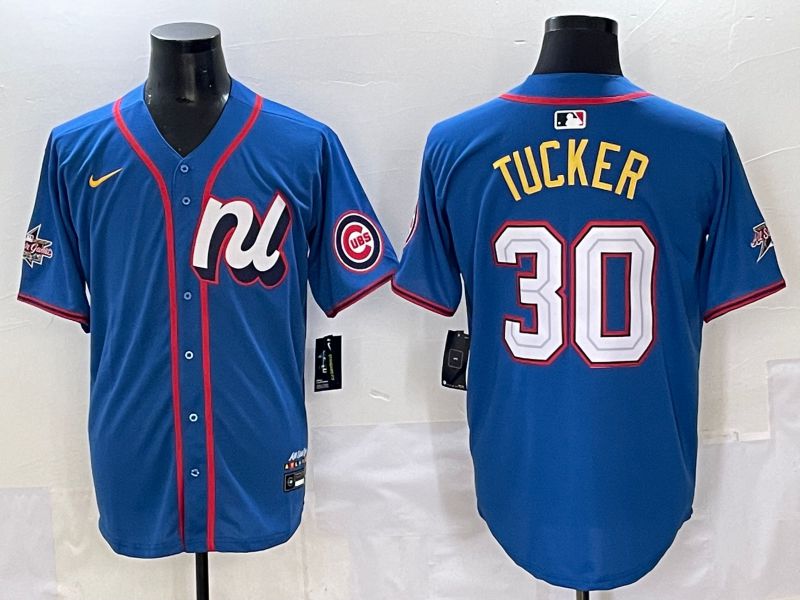 Men 2025 Chicago Cubs 30 Tucker Blue All star Nike MLB Jersey style 7